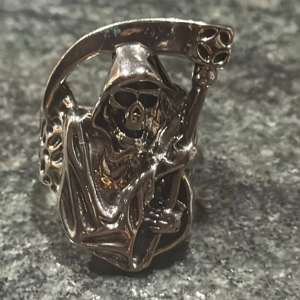 Grimm reaper with sickle men's ring
